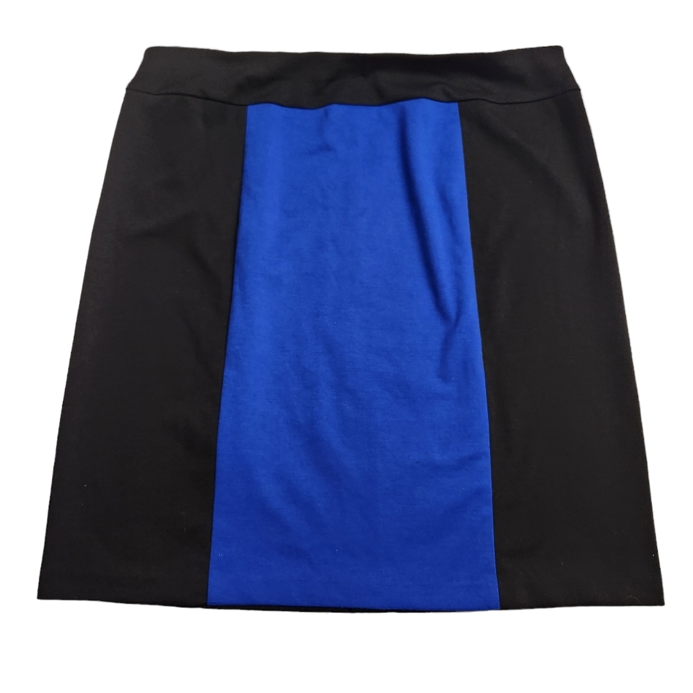 Fashion Bug Color Block Black & Blue Wiggle Pencil Career Stretch Skirt Size XL